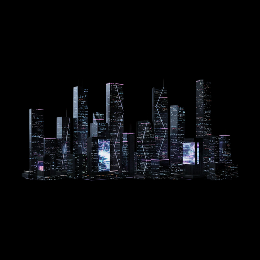 Ville futuriste en 3D, la nuit
