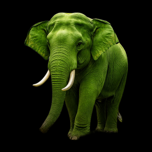 Éléphant vert, asset 3D réaliste