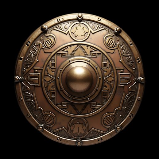 Bouclier rond antique en bronze