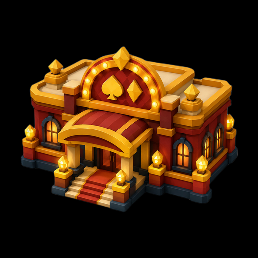 Casino stylise 3D gratuit batiment jeu rouge or