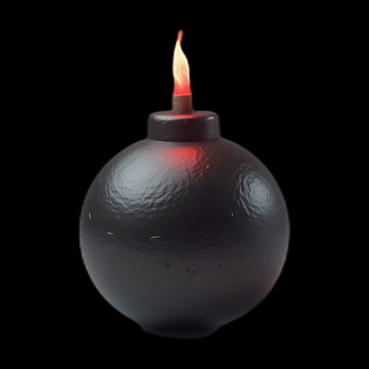 Bombe ronde allumée 3D Asset