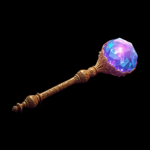 Sceptre magique avec gemme facettée
