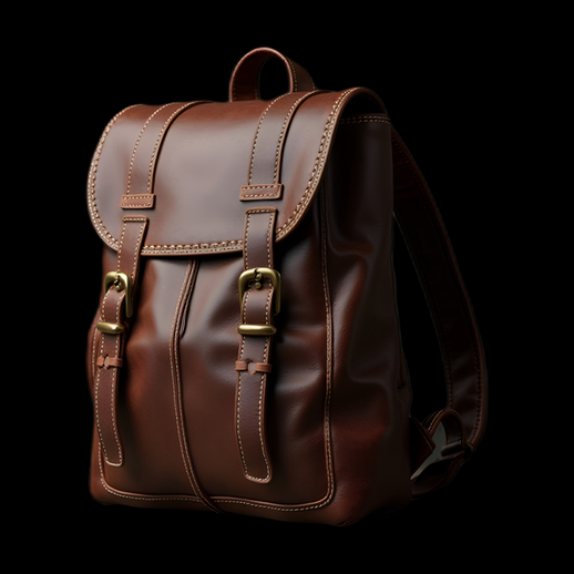 Sac à dos en cuir marron 3D