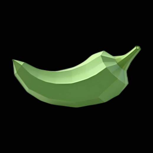 Banana Low Poly Vert Isolé
