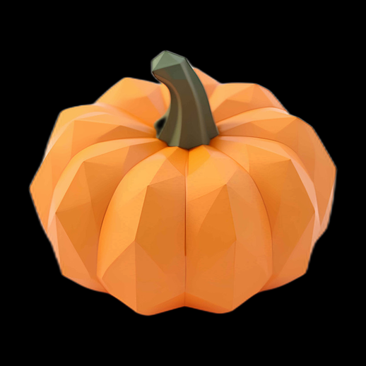 Citrouille orange Low Poly 3D