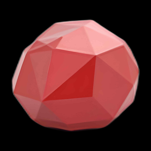 Sphère facettée rouge en 3D