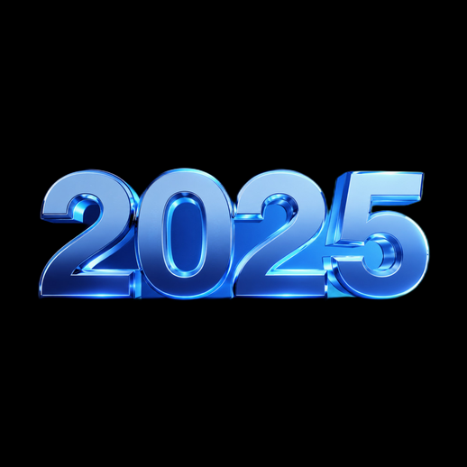 Chiffres 2025 3D gratuit style metal bleu - modele 3D gratuit