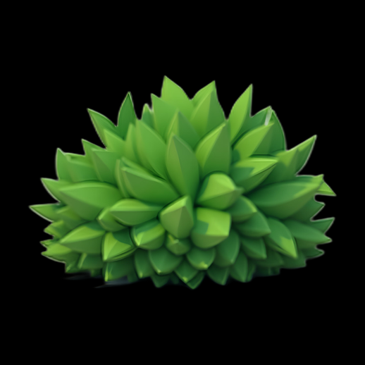 Buisson vert stylisé en 3D