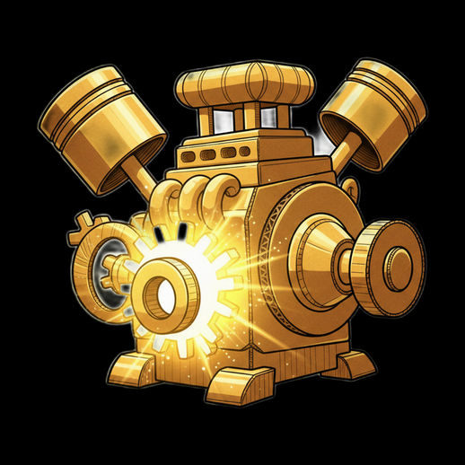 Moteur mecanique 3D gratuit style cartoon or