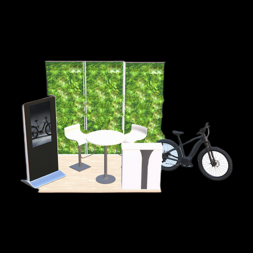 Stand exposition 3D gratuit avec velo moderne