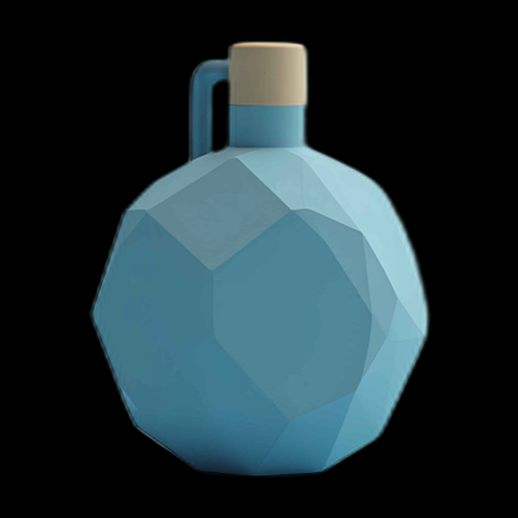 Carafe d'eau 3D polygonale bleue