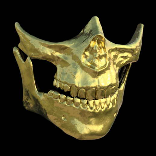 Masque facial crâne doré - modele 3D gratuit