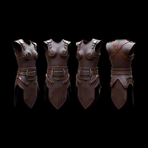 Armure de cuir marron fantastique 3D