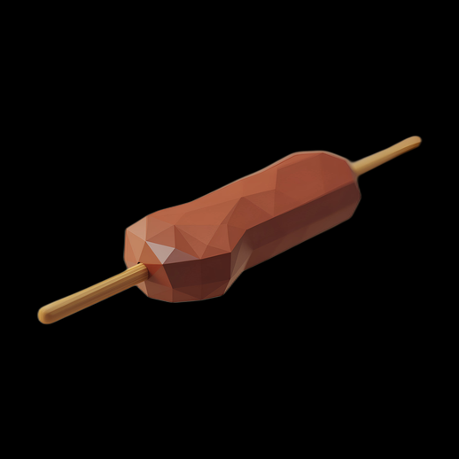 Saucisse polygonale sur un bâton