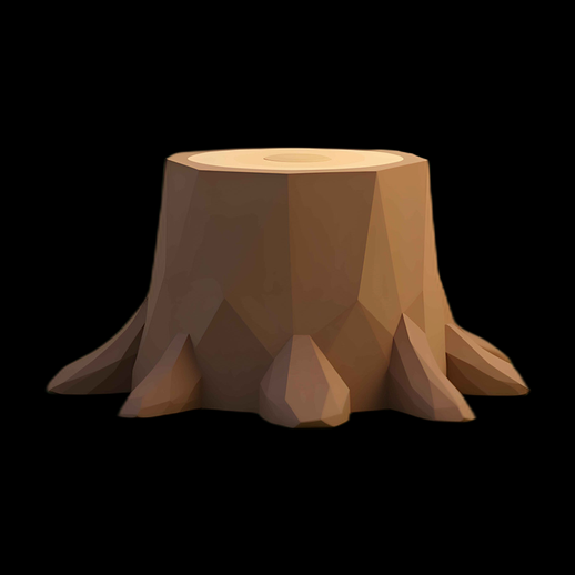 Asset 3D : Souche d'arbre low poly