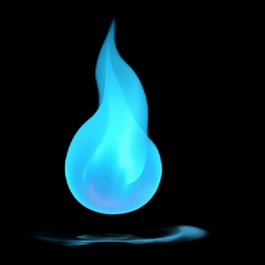 Flamme bleue transparente 3D