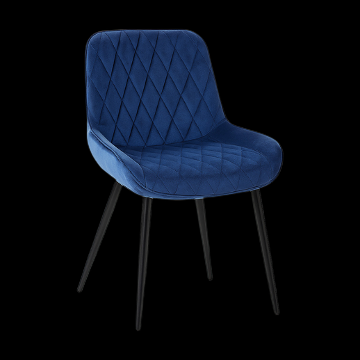 Chaise bleu velours matelassé