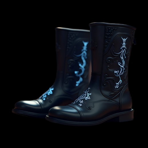 Bottes noires ornées en 3D