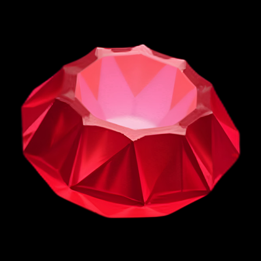 Porte-bougie en cristal rouge géométrique