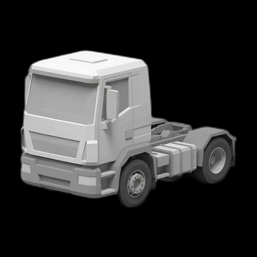 Camion tracteur 3D gratuit style low poly