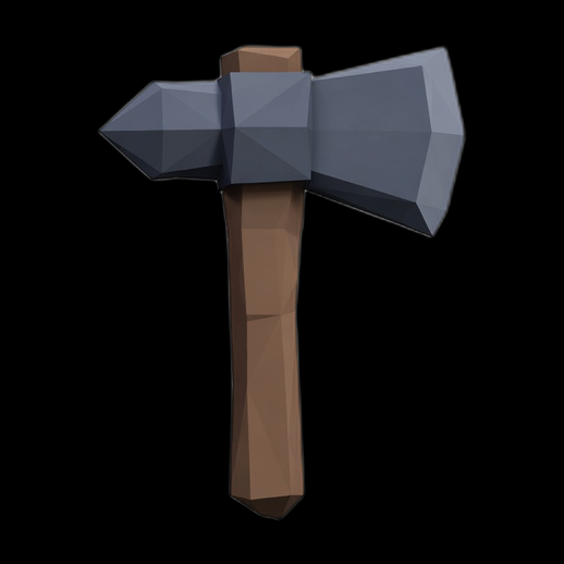 Hache low poly 3D gratuit en bois