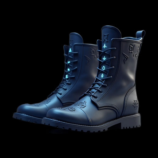 Bottes militaires bleues avec symboles