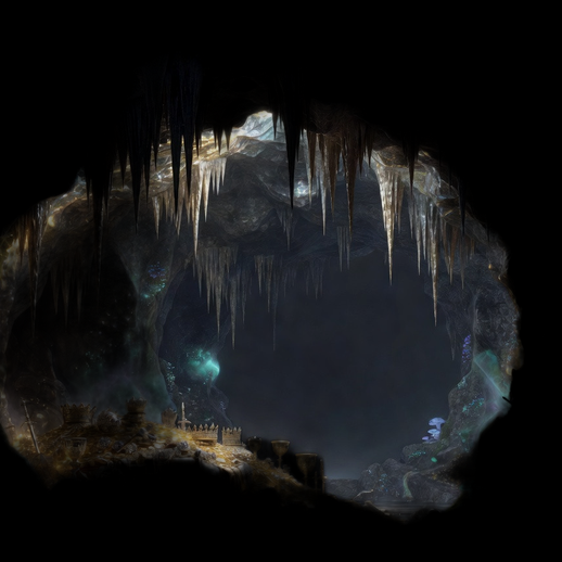 Grotte fantastique 3D gratuit avec stalactites lumineuses