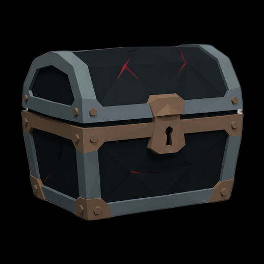 Coffre au tresor stylise 3D gratuit low poly