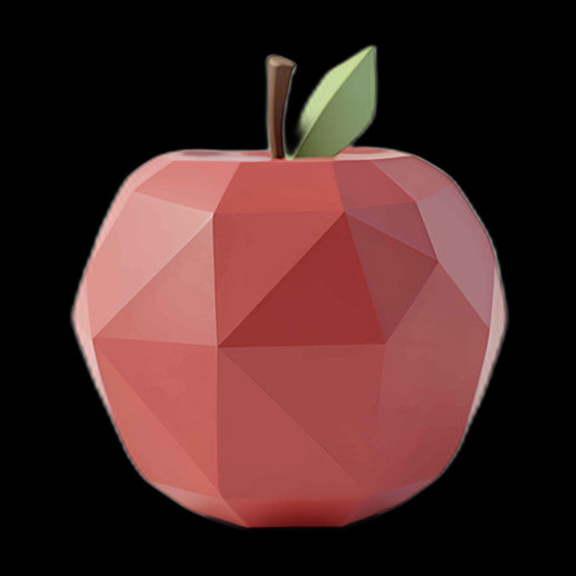 Pomme 3D polygonale rouge minimaliste