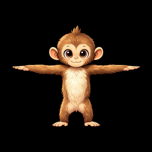 Singe cartoon 3D gratuit en pose T
