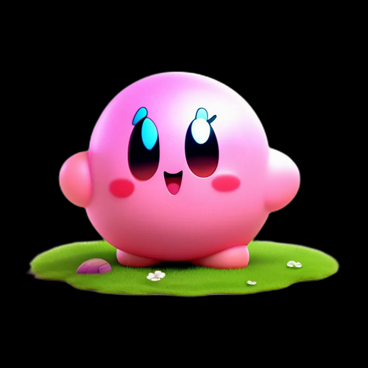 Personnage boule rose kawaii 3D gratuit mignon - modele 3D gratuit