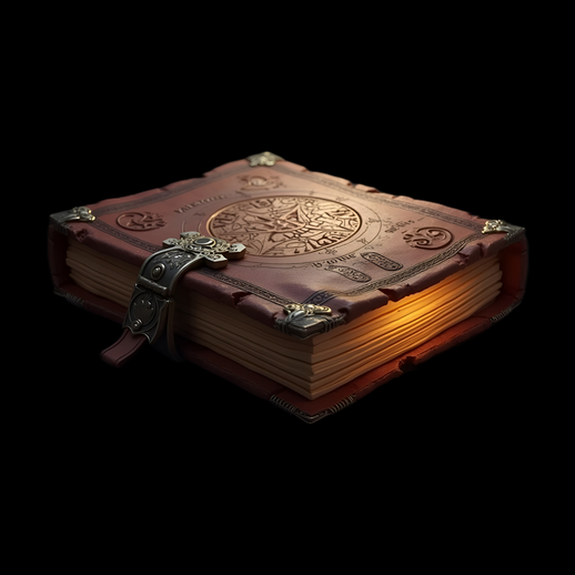 Grimoire ancien en cuir rouge