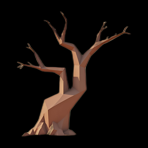 Arbre stylisé bas poly mort
