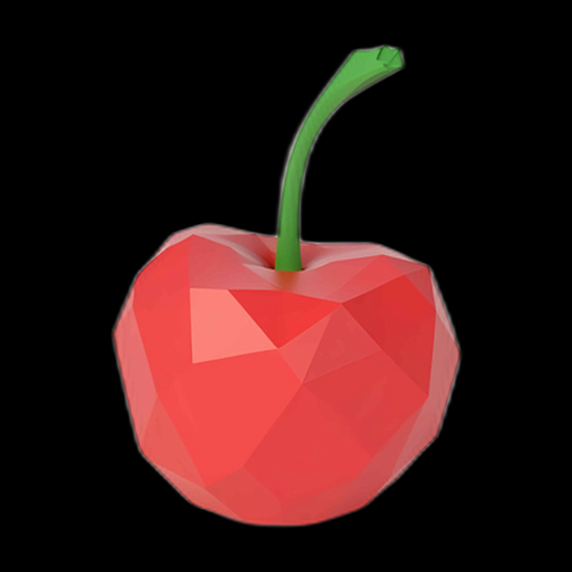 Cerise 3D low poly rouge