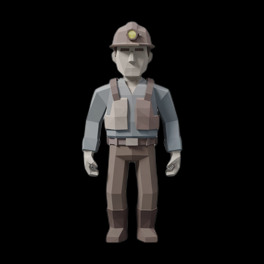 Personnage mineur low poly 3D gratuit