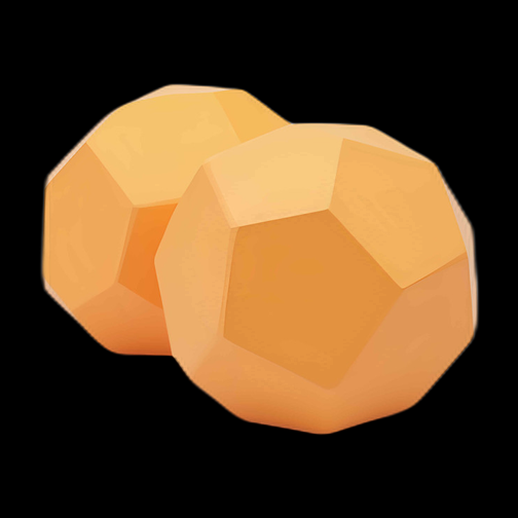 Deux icosaèdres orange 3D - modele 3D gratuit