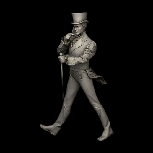 Personnage victorien 3D gratuit avec canne élégante
