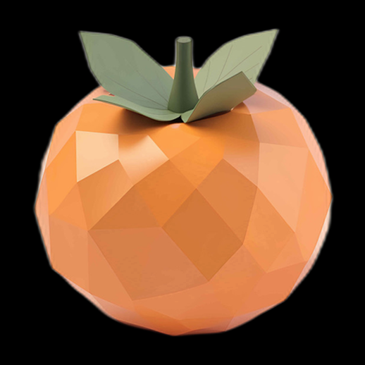 Orange 3D polygonale stylisée