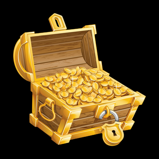 Coffre au tresor 3D gratuit rempli d'or