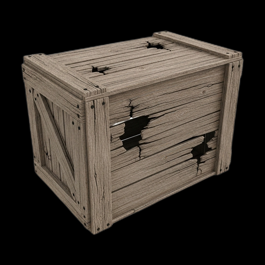 Caisse en bois endommagée 3D