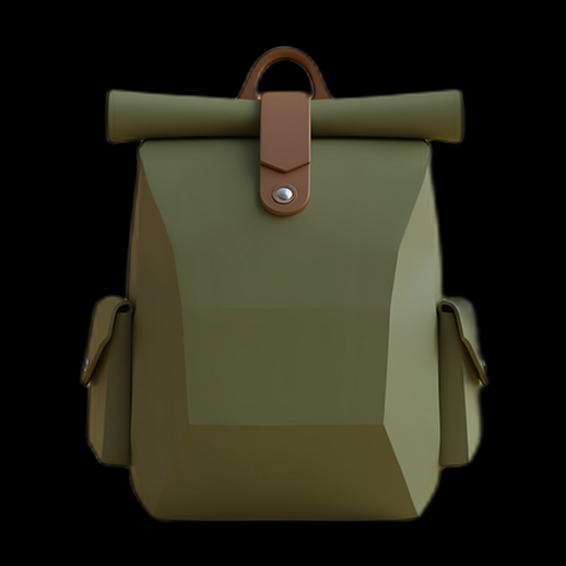 Sac à dos vert stylisé 3D
