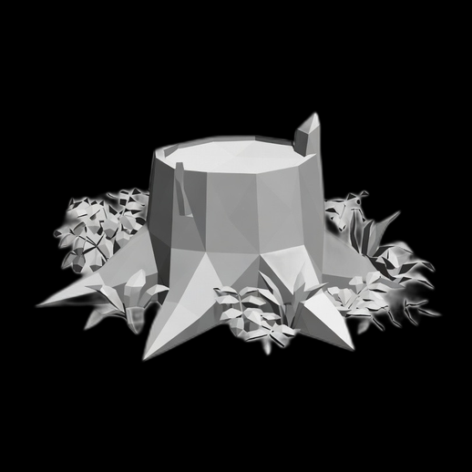 Souche arbre low poly 3D gratuit nature
