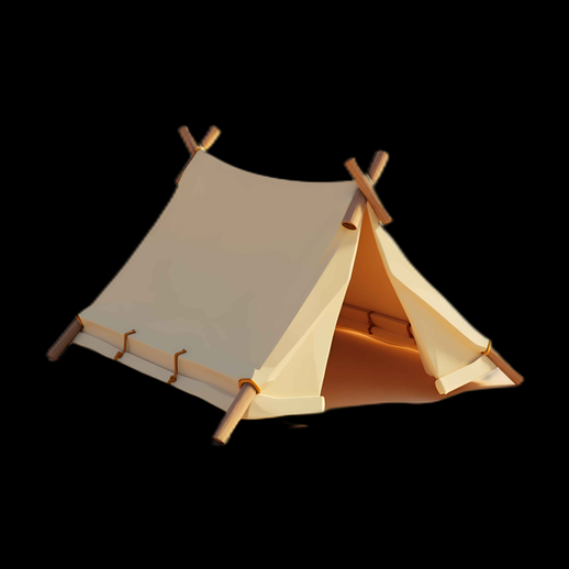 Tente de camping 3D stylisée