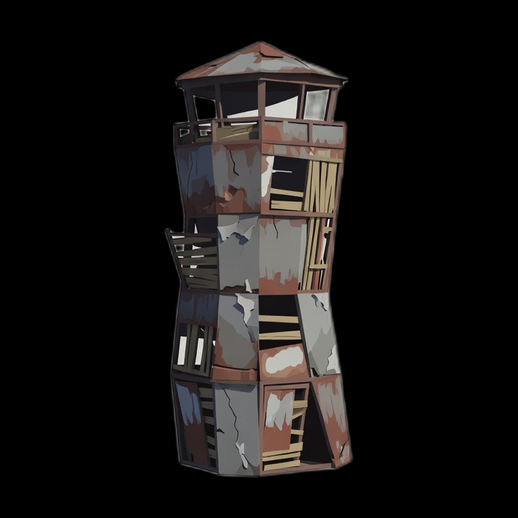 Tour de guet rouillee 3D gratuit stylisee