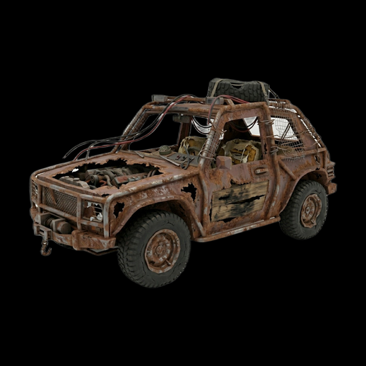Voiture post apocalyptique rouillee 3D gratuit - modele 3D gratuit