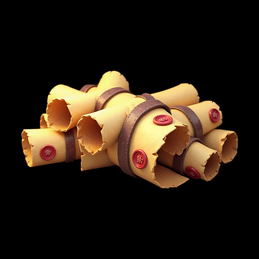 Pile de parchemins stylisés 3D