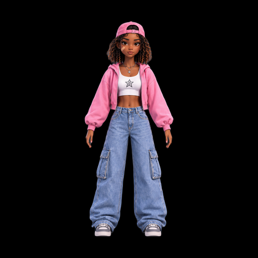 Fille streetwear 3D gratuit style y2k - modele 3D gratuit