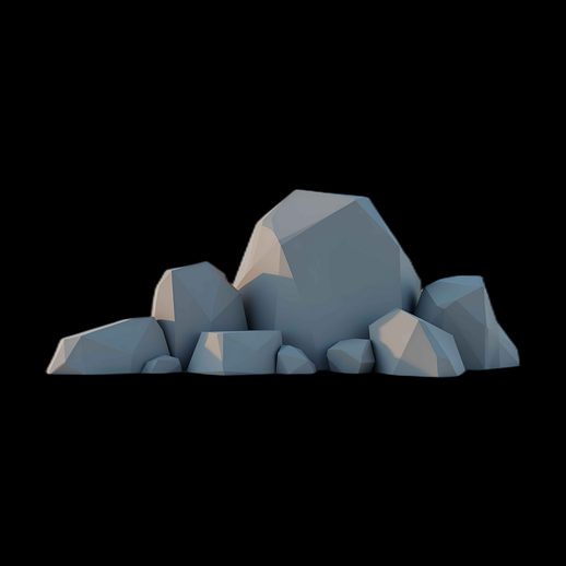 Asset 3D : Amas de pierres Low Poly