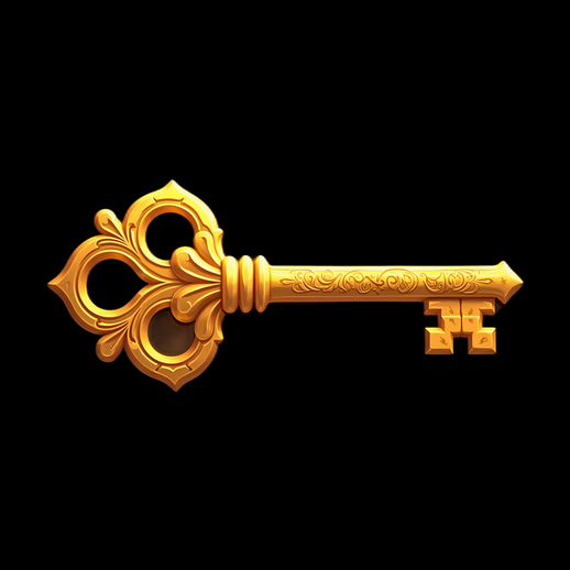 Clé dorée ornée 3D