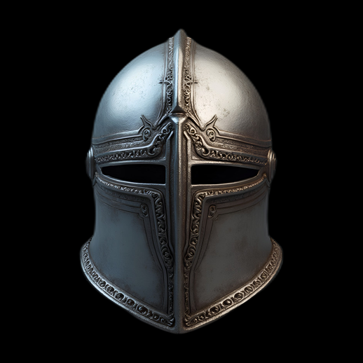 Casque de chevalier médiéval argenté